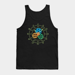 Circle of Fifths Mechanical Clock Style Yellow Green Tank Top